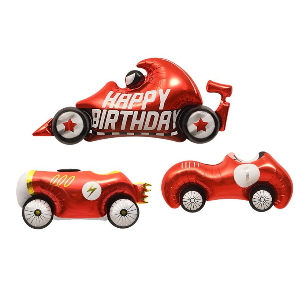 Conjunto de balões Racing Car Foil, 3 peças de carro esportivo vermelho F1