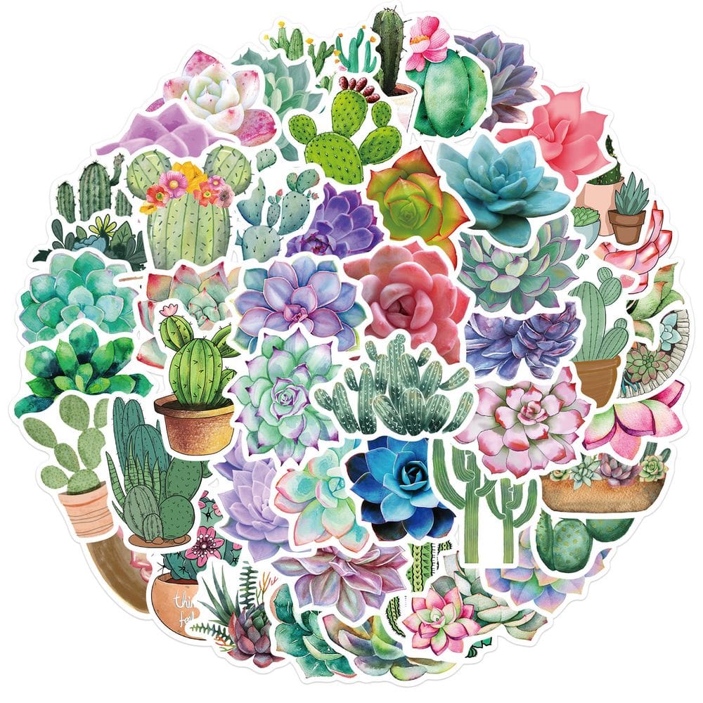 Adesivos Succulent & Cactus, 50 unidades para álbum de recortes, diário, etc