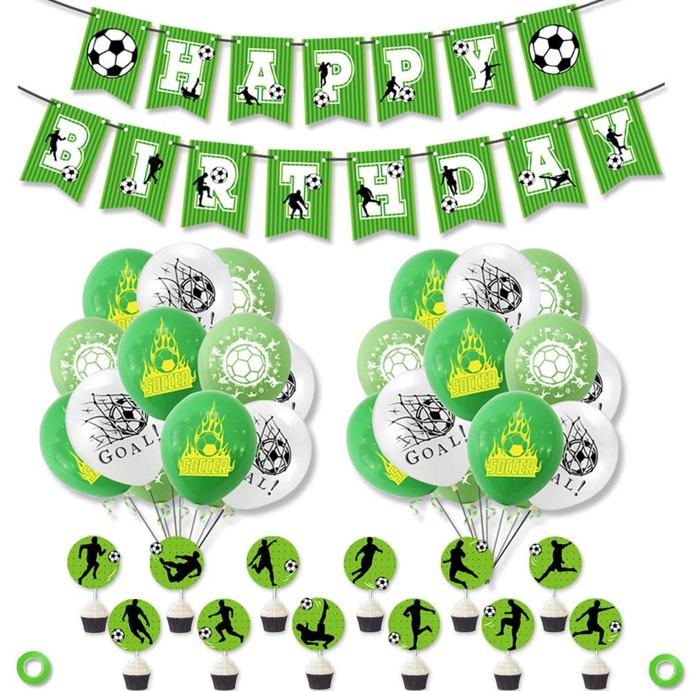 Kit de decoração de festa com tema de futebol, aniversário, 20 unidades com banner
