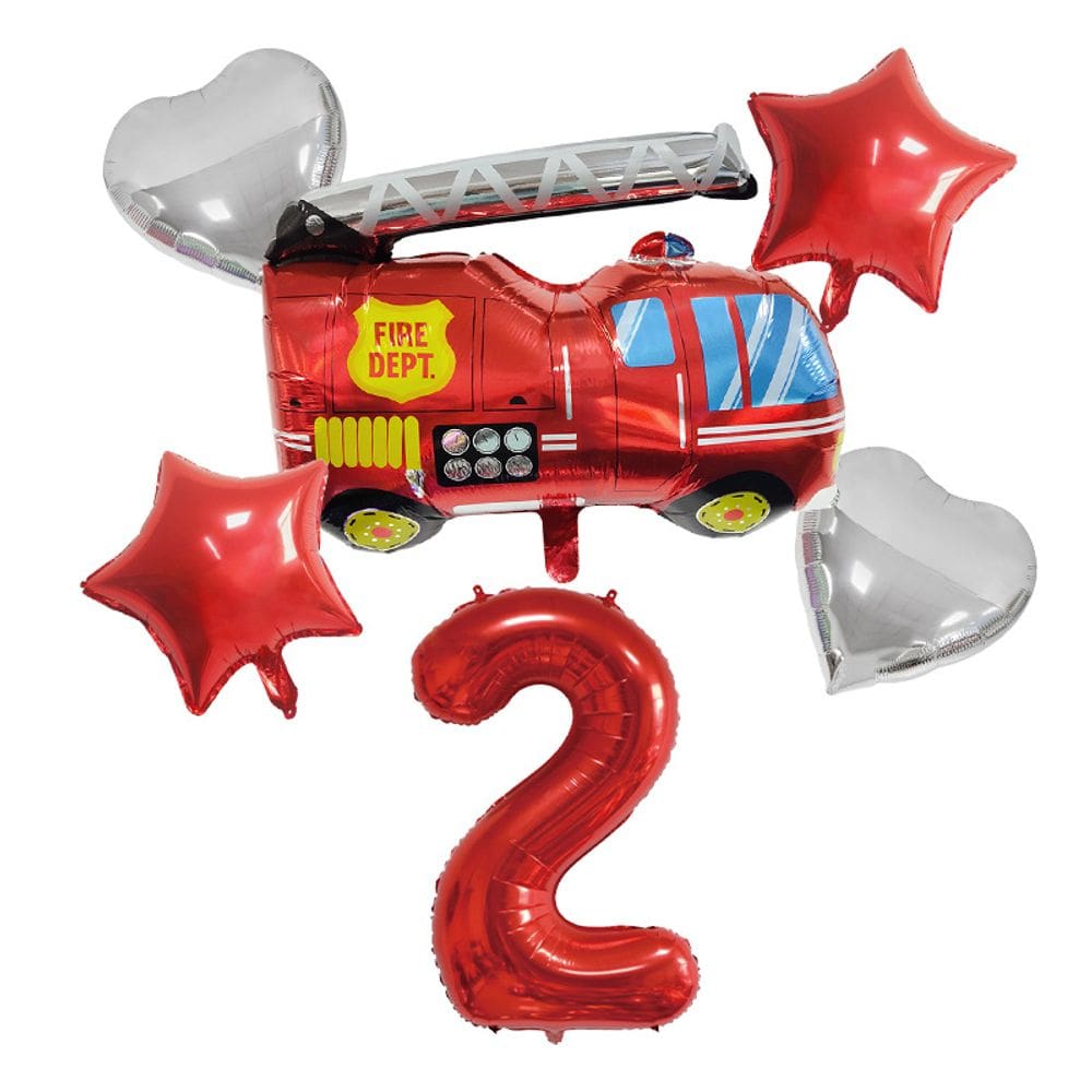 Conjunto de balões, tema de caminhão de bombeiros, folha número 2 para aniversário de meninos