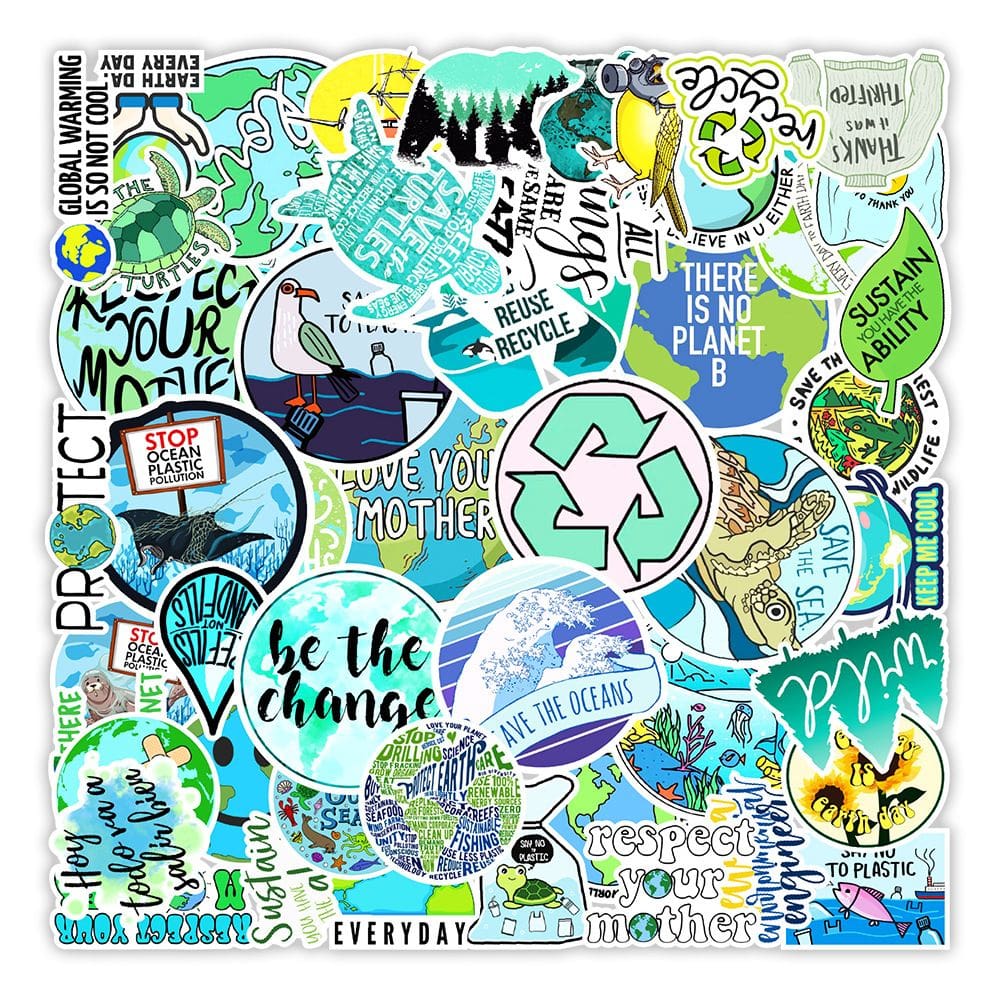 Pacote de adesivos Environmental Quotes, 50 unidades de vinil impermeável