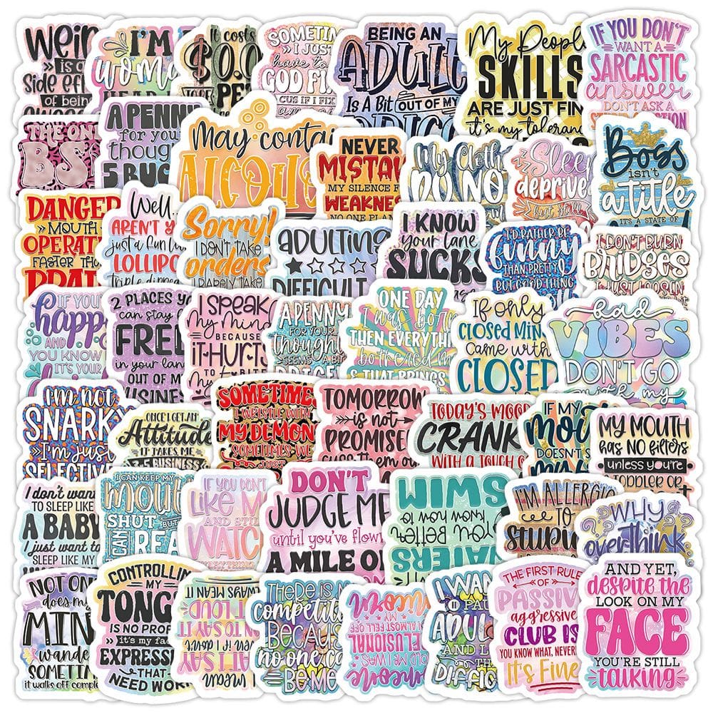 Pacote de adesivos Fun English Phrases, decalques de vinil, 50 unidades