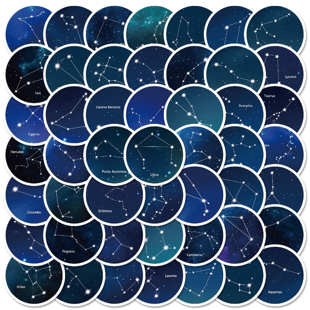 Pacote de adesivos Constellation Star Map, 50 unidades redondas de 3 a 6 cm