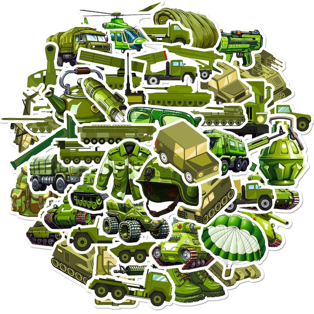 Coleção de adesivos, tema de veículo para crianças (50 unidades)