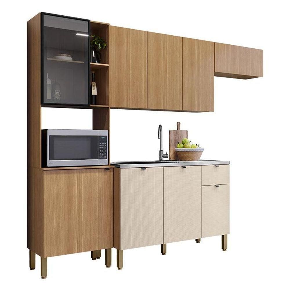 Cozinha Compacta Plus Com Balcão Para Pia Freijó Freijó Soft - Kits Paraná