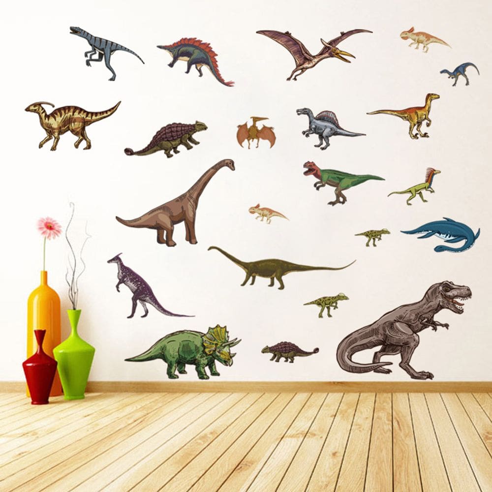 Adesivos de parede, desenho animado, dinossauro, animal pré-histórico, quarto de crianças