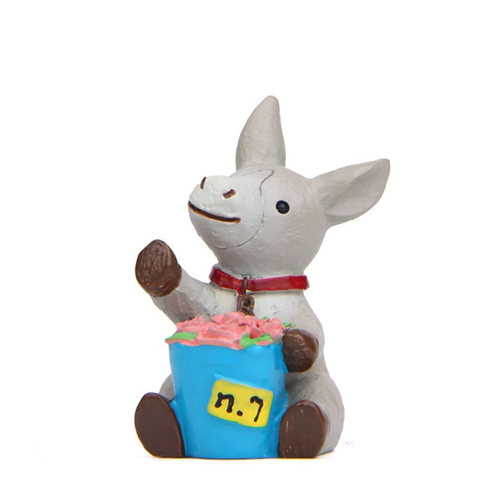 Escultura de jardim em resina, lindo burro com vaso de flores 5x3cm 26g