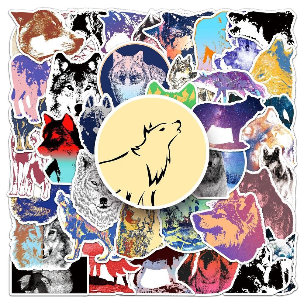 Pacote de adesivos Generic Wolf, 50 unidades de vinil impermeável