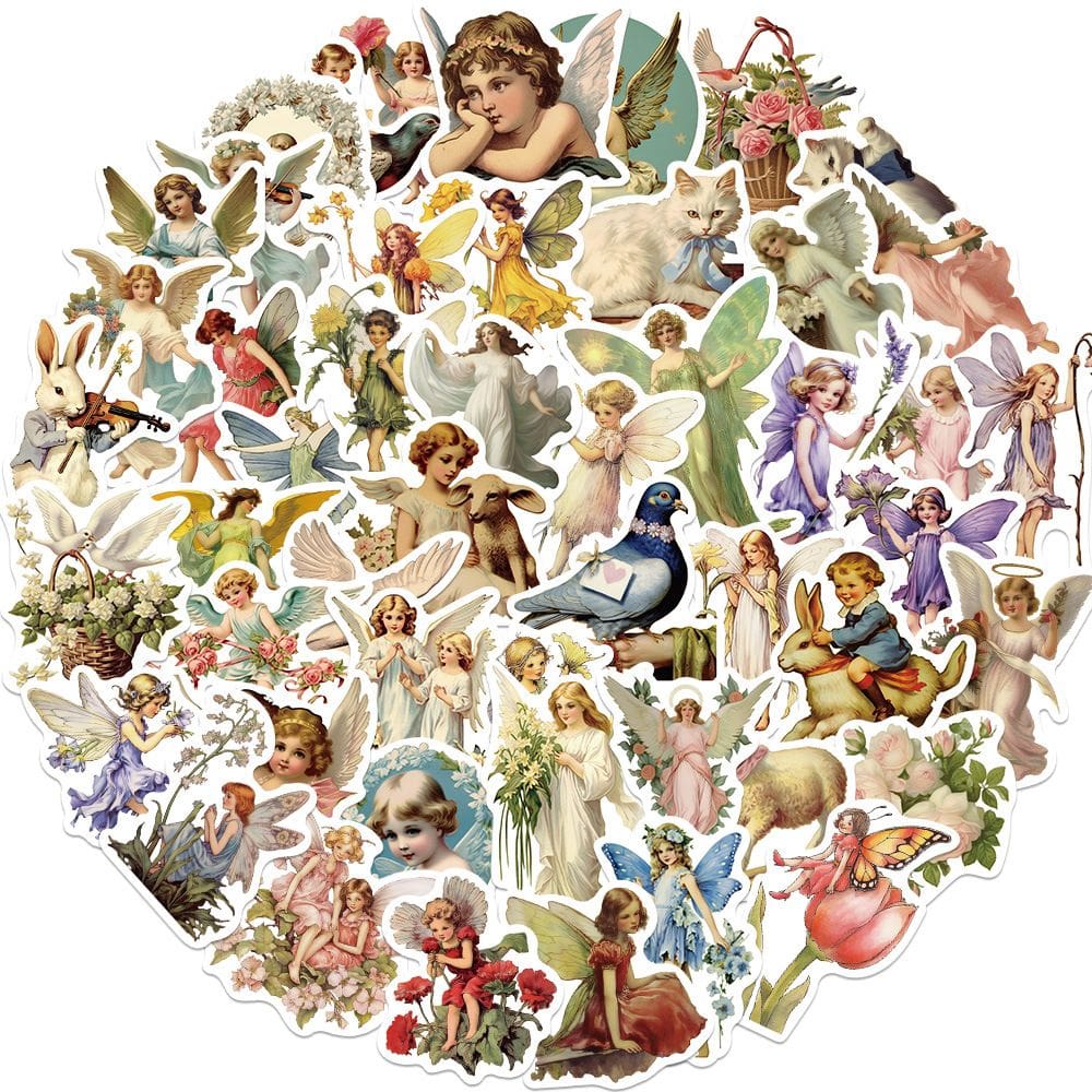 Pacote de adesivos Vintage Fairy, 50 peças de decalques Retro Angel Girl