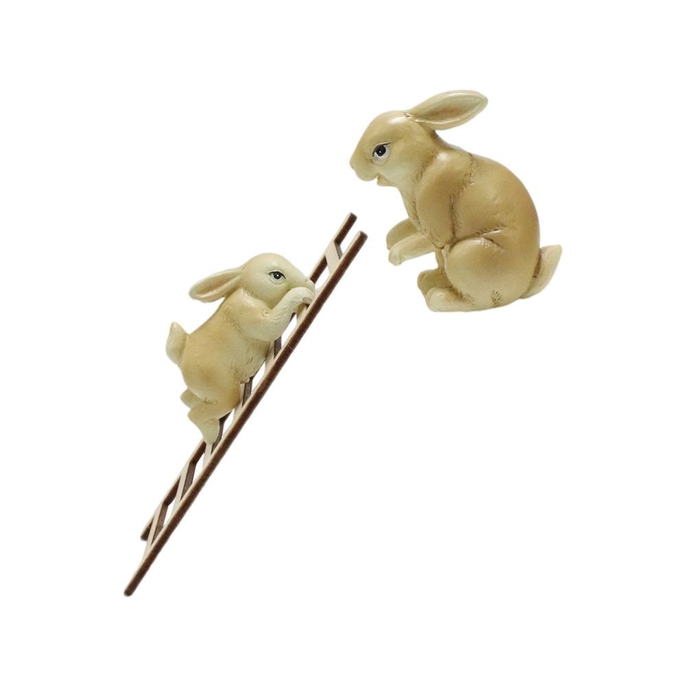 Conjunto de decoração de jardim Resin Rabbit Climbing Ladder