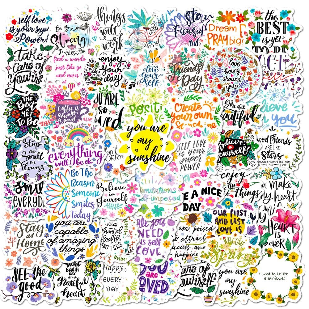 Pacote de adesivos Motivational English Quotes, 50 unidades à prova d`água