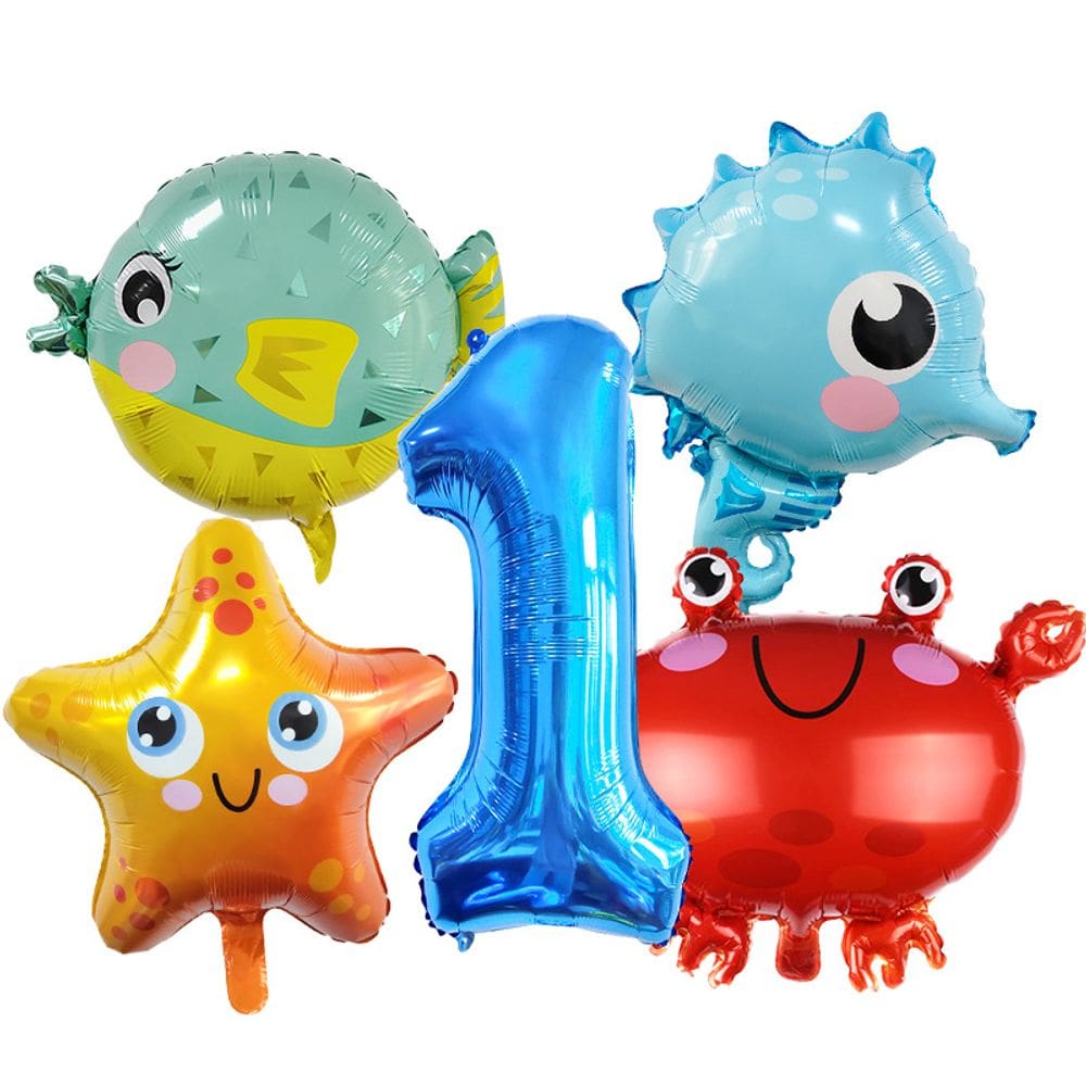 Conjunto de balões metalizados com tema de animais oceânicos, 5 unidades | Sea Creature