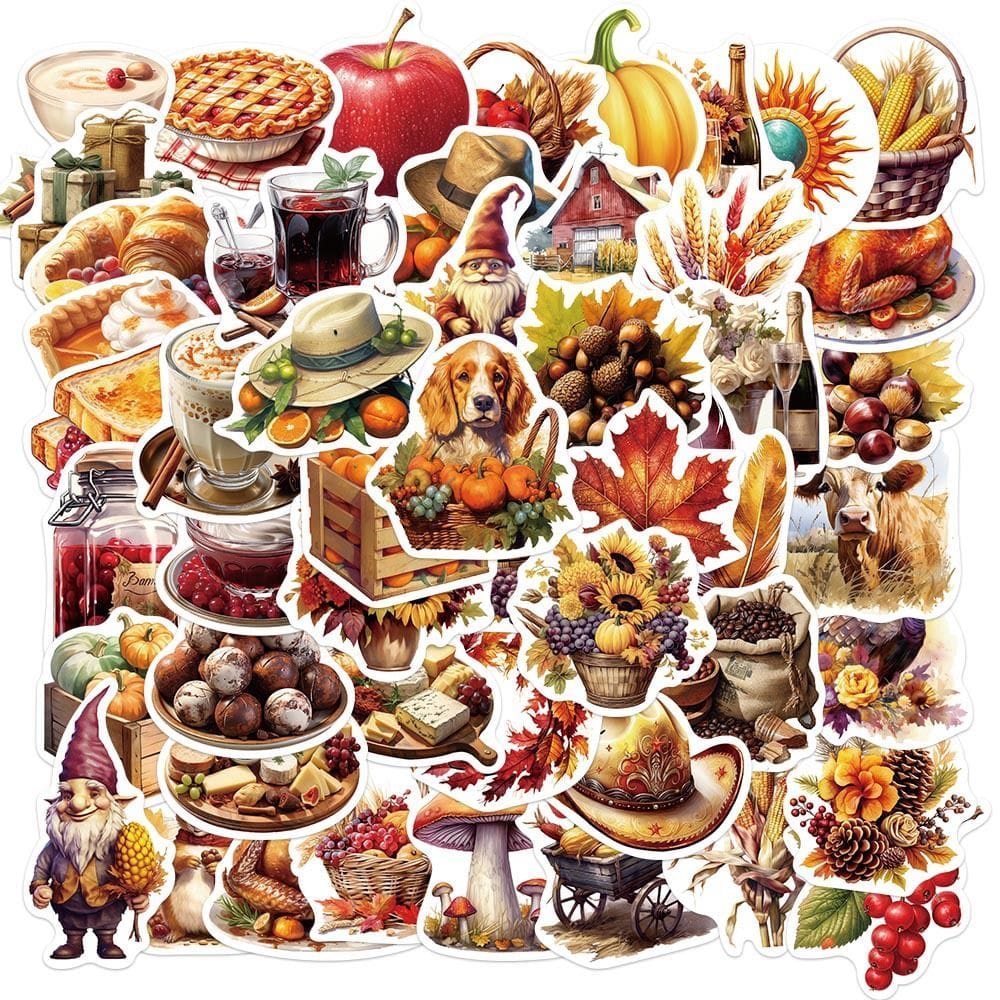 Pacote de adesivos de outono, 50 peças, desenho animado, outono, temporada, impermeável