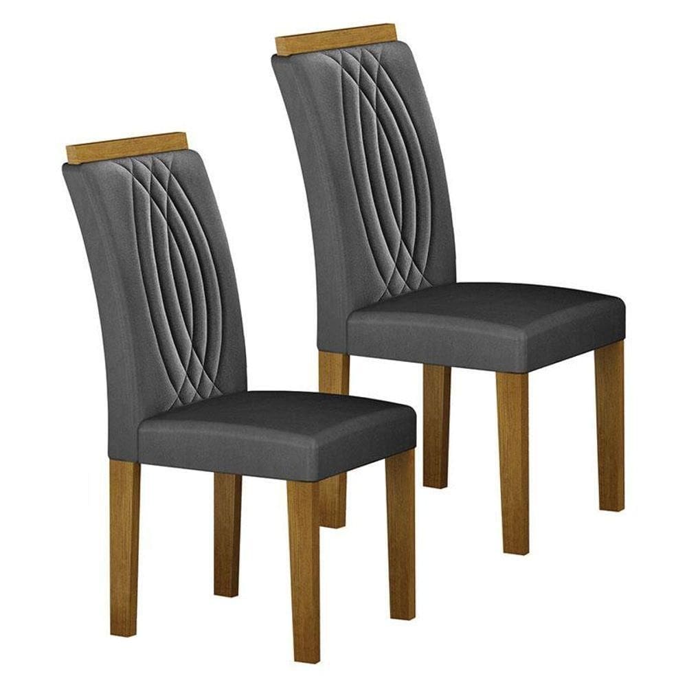 Cadeira Para Mesa De Jantar Doha Mdf Kit 2 Peças Freijó Joli - Leifer Móveis