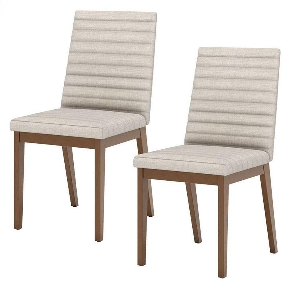 Cadeira Para Mesa De Jantar Elena Kit 02 Peças Nature Linho - Henn