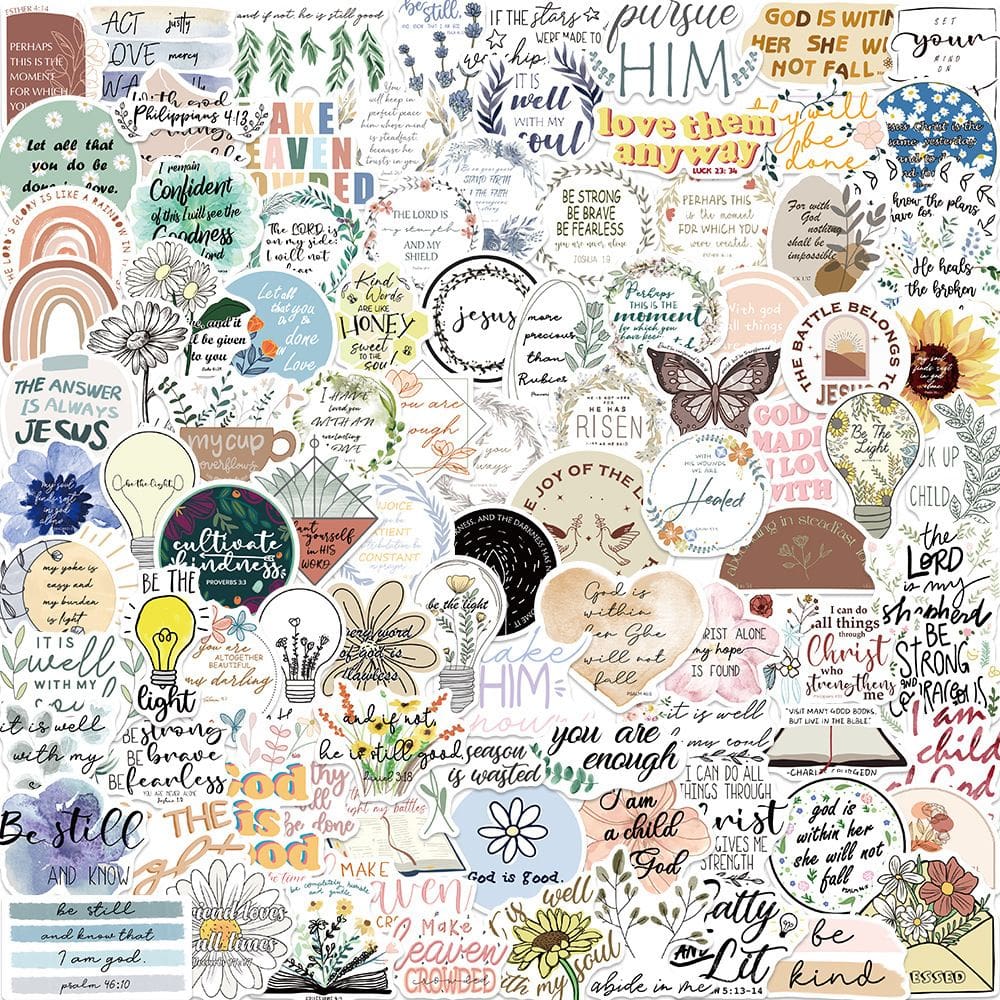 Pacote de adesivos Inspirational Quote, 50 unidades coloridas em inglês