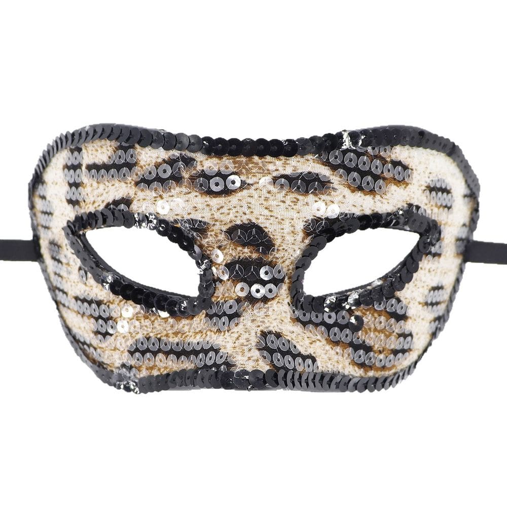 Máscara de máscara de lantejoulas, renda, estampa de leopardo, PVC, meia face