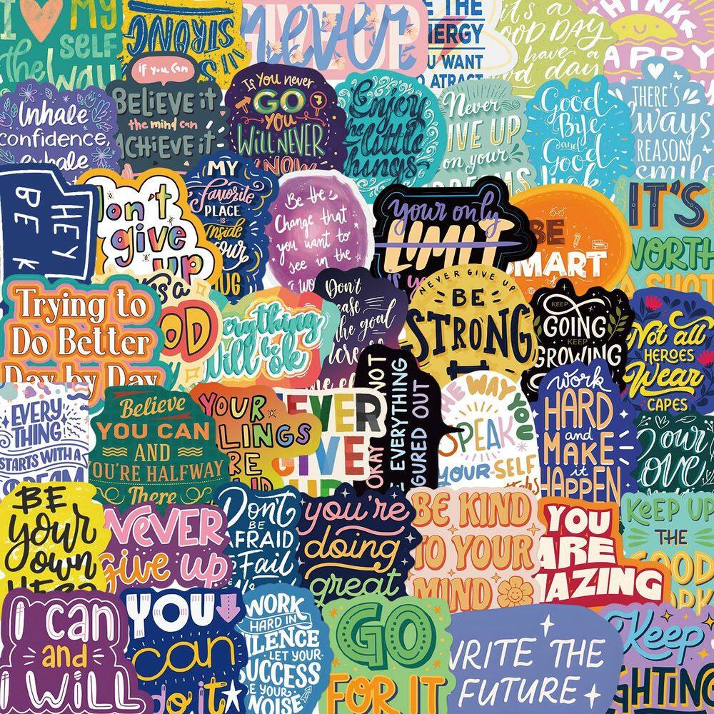 Pacote de adesivos Cartoon Encoragement, 50 unidades — Cute English Qu