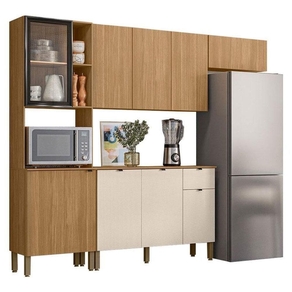 Cozinha Compacta Plus Com Balcão Para Cozinha Freijó Freijó Soft - Kits Paraná