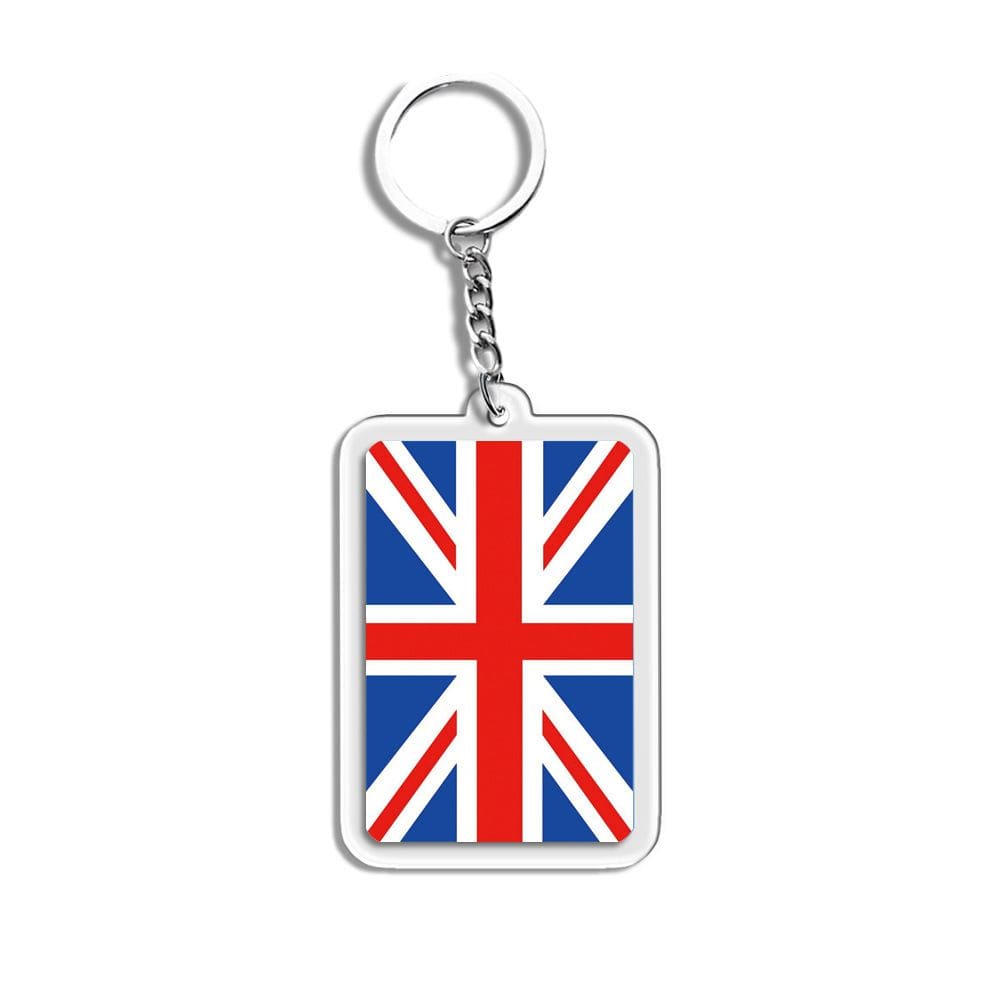 Chaveiro acrílico com bandeira do Reino Unido Union Jack Design 4,6 x 3 cm