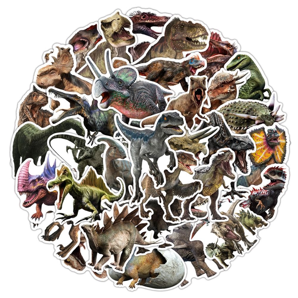 Adesivos Jurassic Dinosaur, 50 peças para crianças, vinil, impermeáveis