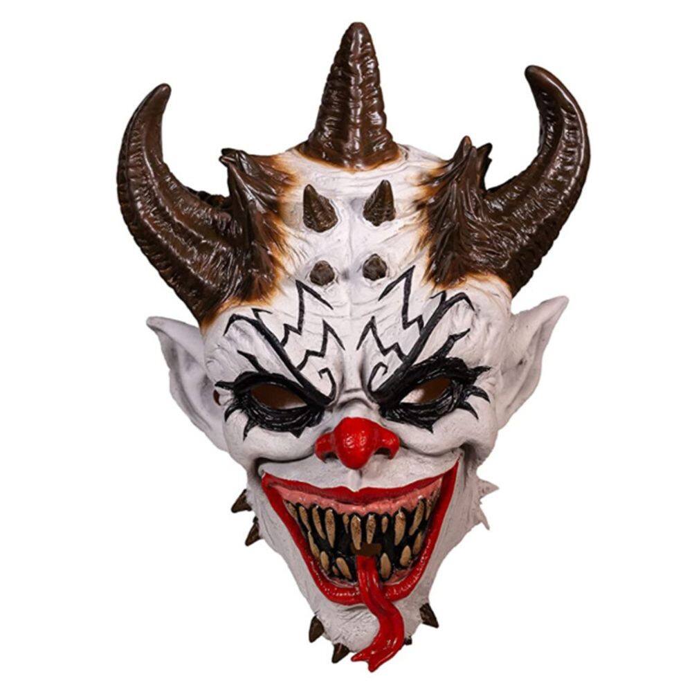Máscara Scary Demon Clown Resin para rosto inteiro com chifres 250g