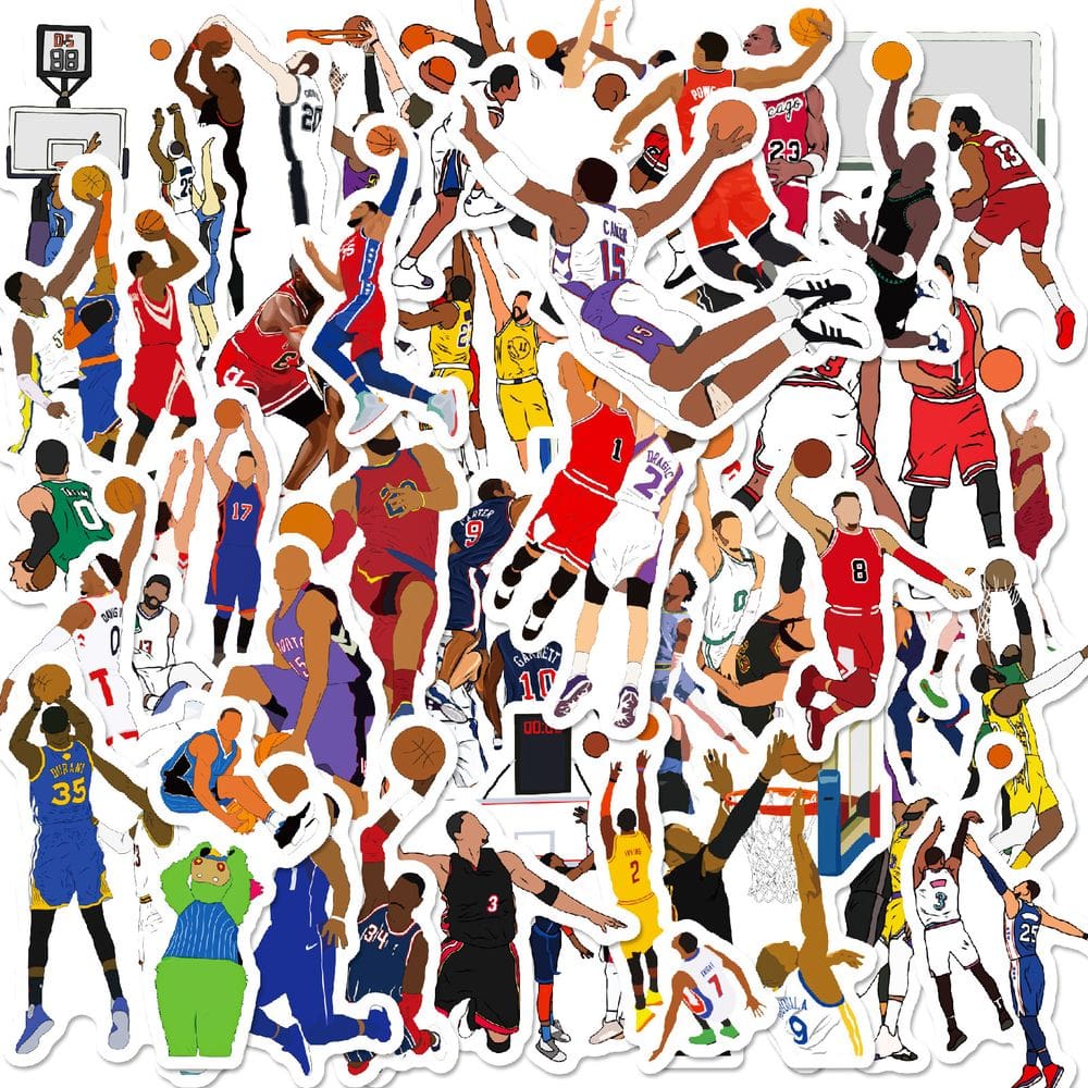 Adesivos de basquete, decalques de vinil impermeáveis, 50 unidades