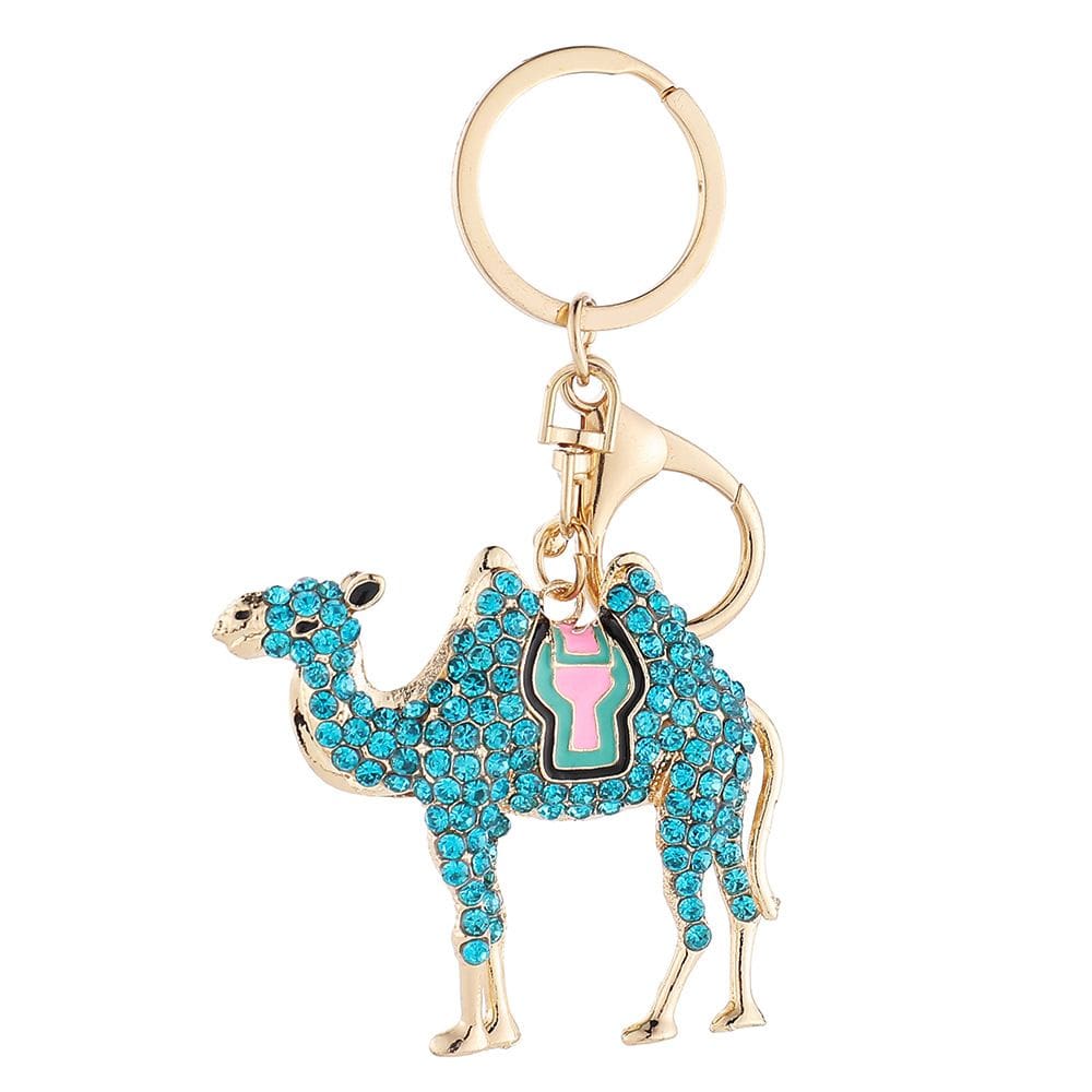 Chaveiro Blue Crystal Camel para mulheres, strass cintilante