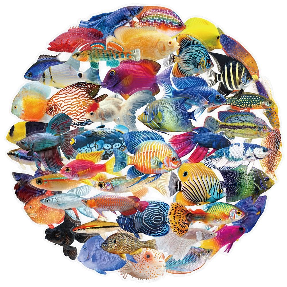 Pacote de adesivos Transparent Fish, 50 unidades à prova d`água para personalização