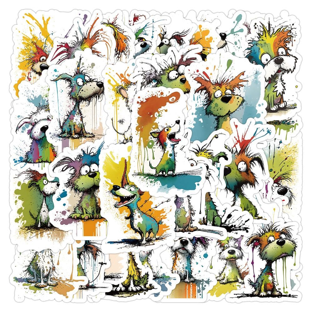 Pacote de adesivos Graffiti Dog, 53 unidades, estilo desenho animado