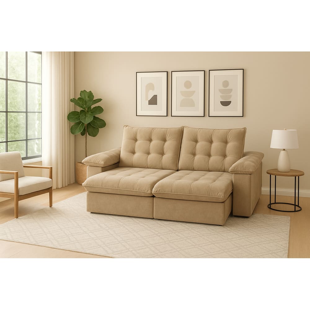 Sofá Retrátil Reclinável 2,10m Viena Premium Molas Ensacadas