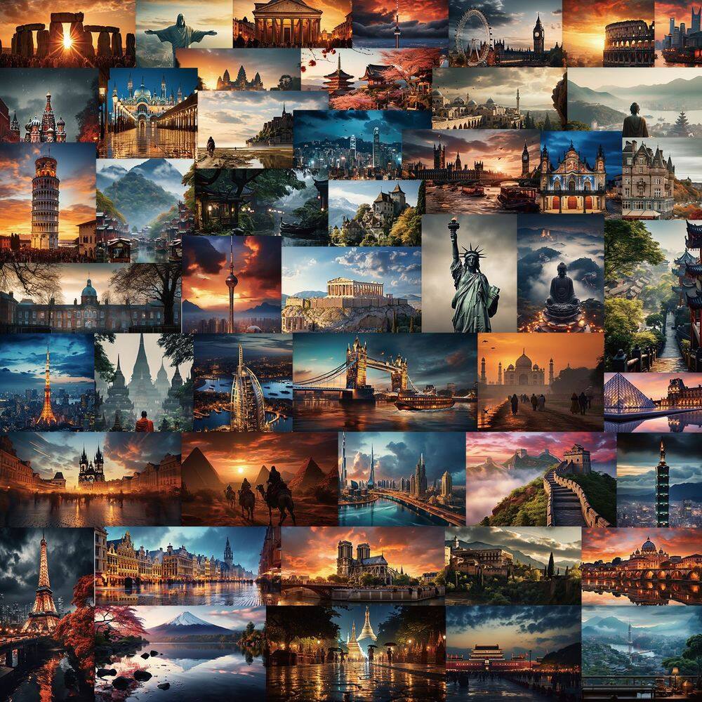 Adesivos World Landmark Travel Aesthetic Vinyl Decalques 50 unidades