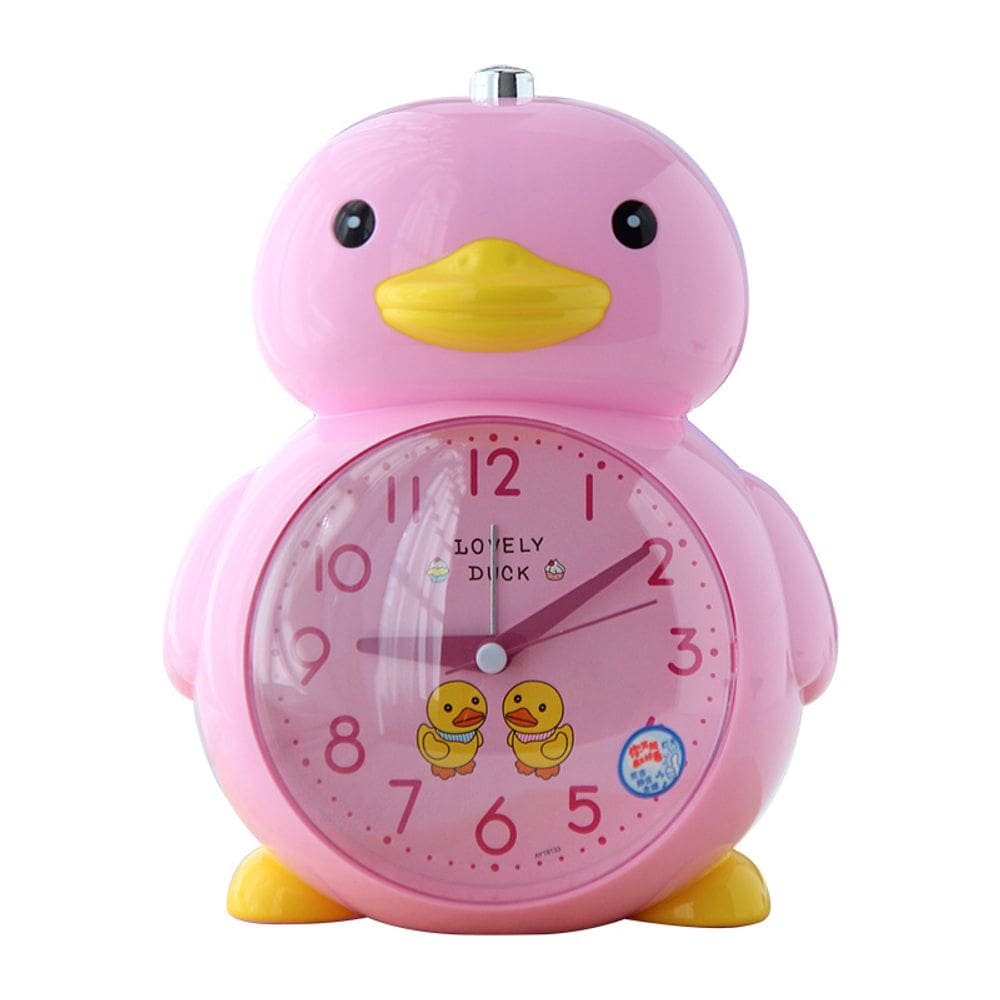 Despertador Lindo Movimento Silencioso Analógico em Forma de Pato Rosa