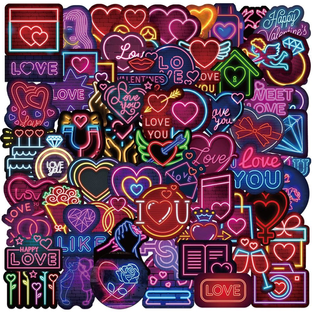 Pacote de adesivos para Dia dos Namorados, 50 peças Cute Pink Heart Love