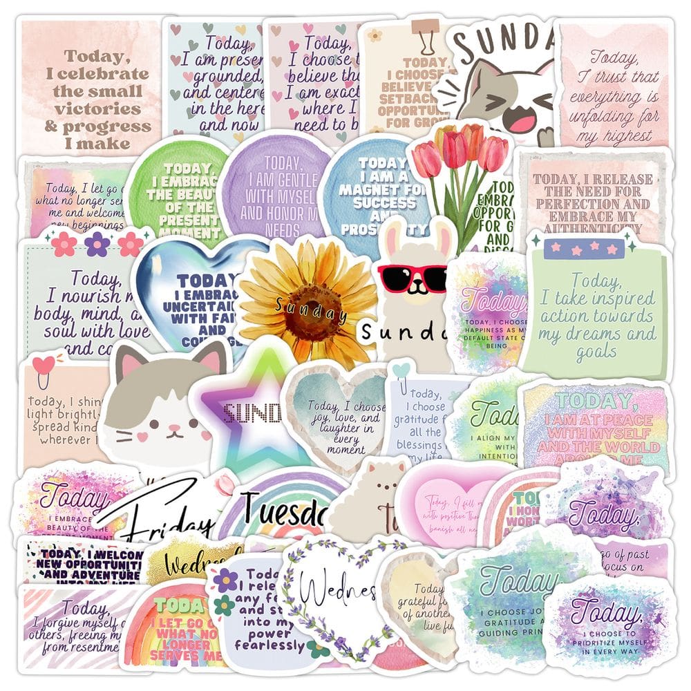 Pacote de adesivos Fairy Tale Moon Cat Bookish 50 unidades Aesthetic