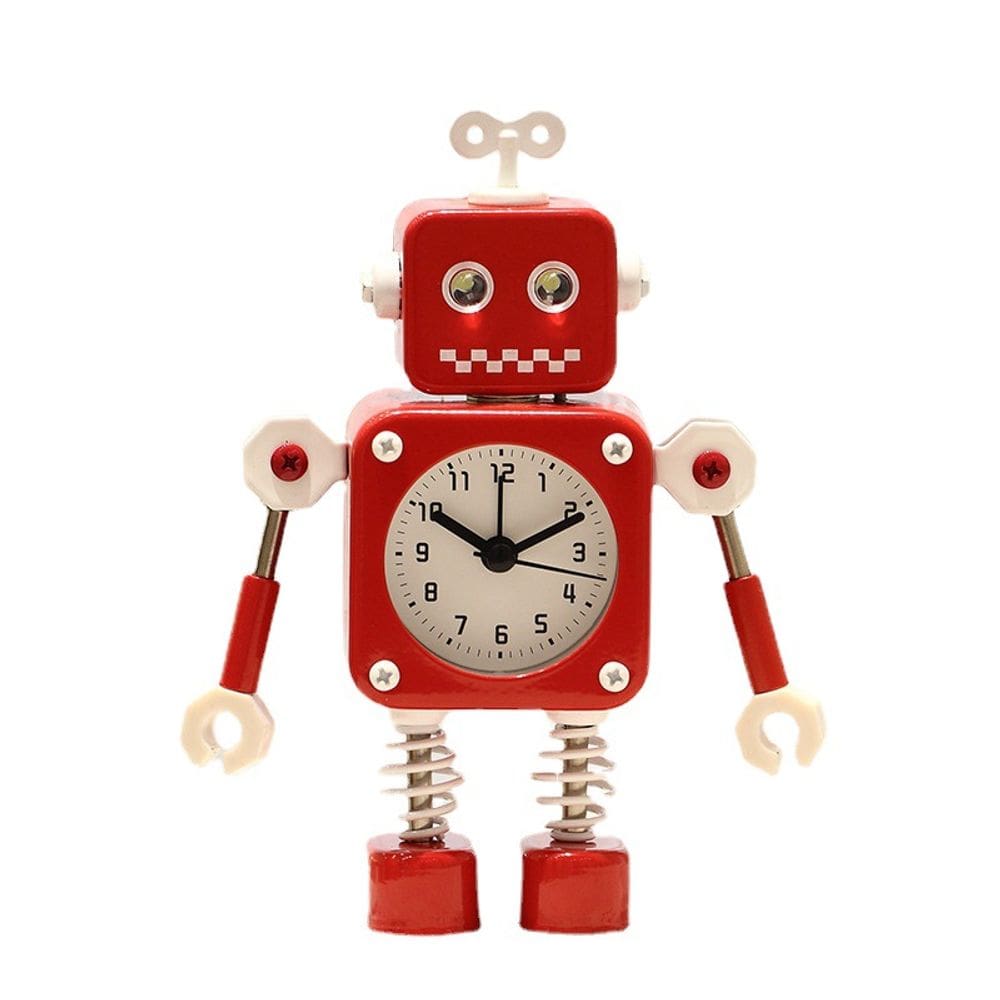 Despertador Creative Red Robot Metal Silent Non-Ticking