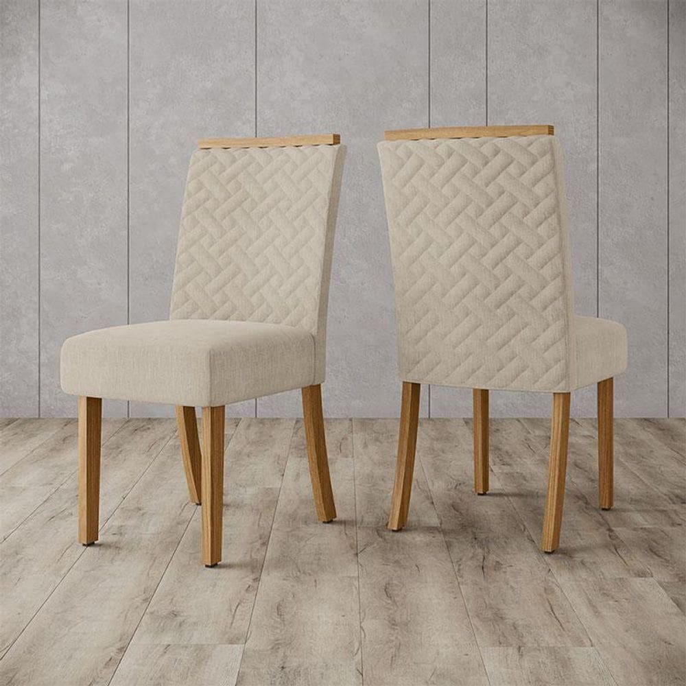 Cadeira Para Mesa De Jantar Malu Ambiente Kit 02 Peças Nature Linho - Henn