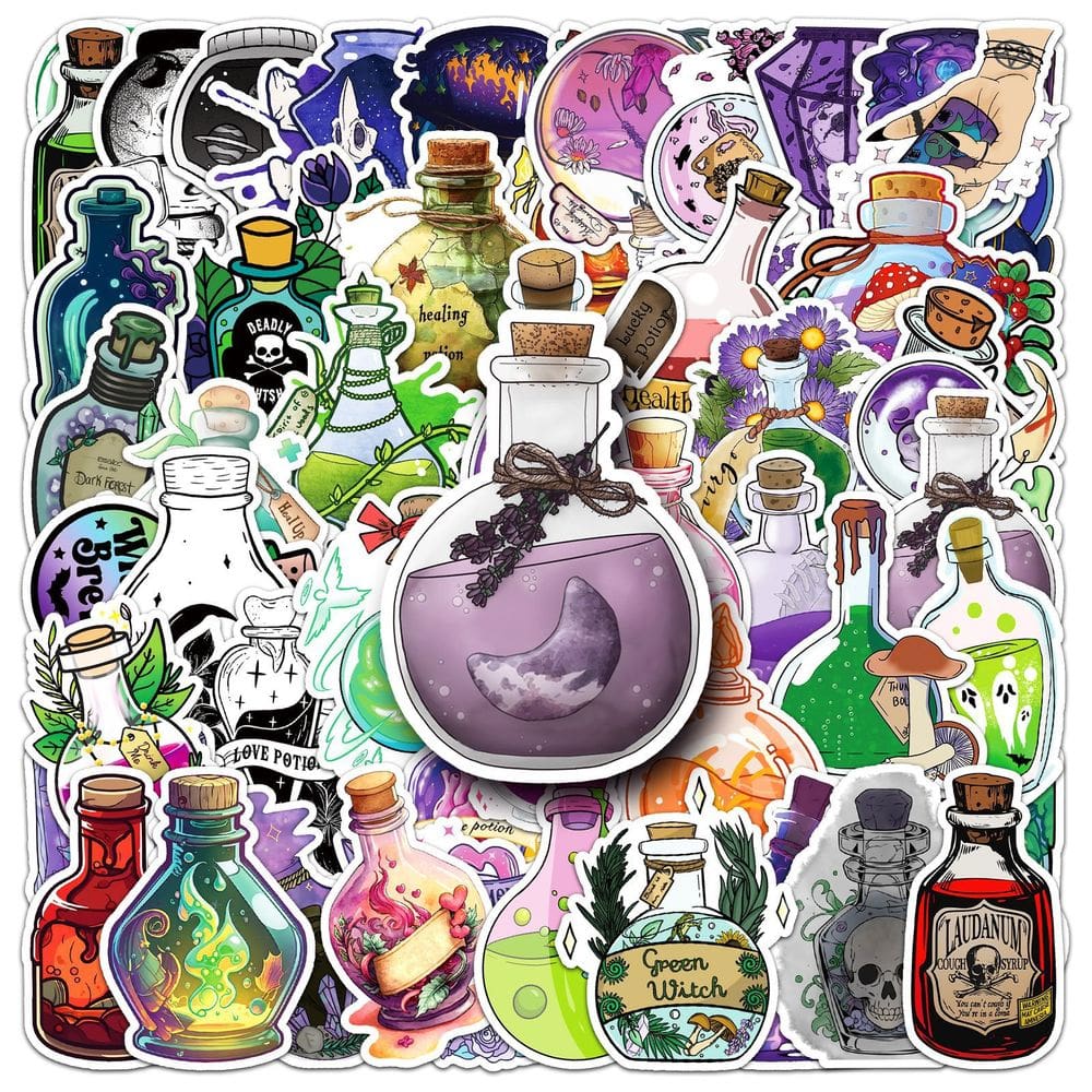 Adesivos Magic Potion Bottle Halloween à prova d`água x50