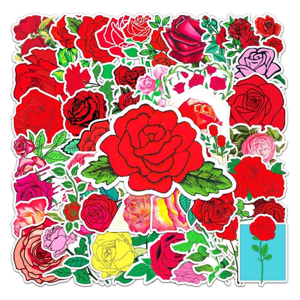 Adesivos Rose Flower, 50 unidades, impermeáveis, para decoração