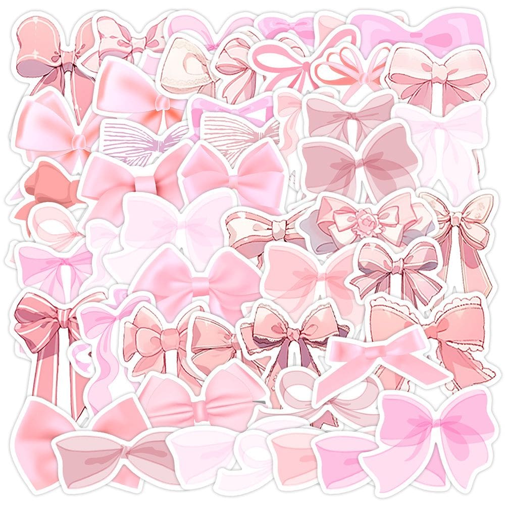 Pacote de adesivos Pink Bow, 50 unidades, decalques de vinil à prova d`água