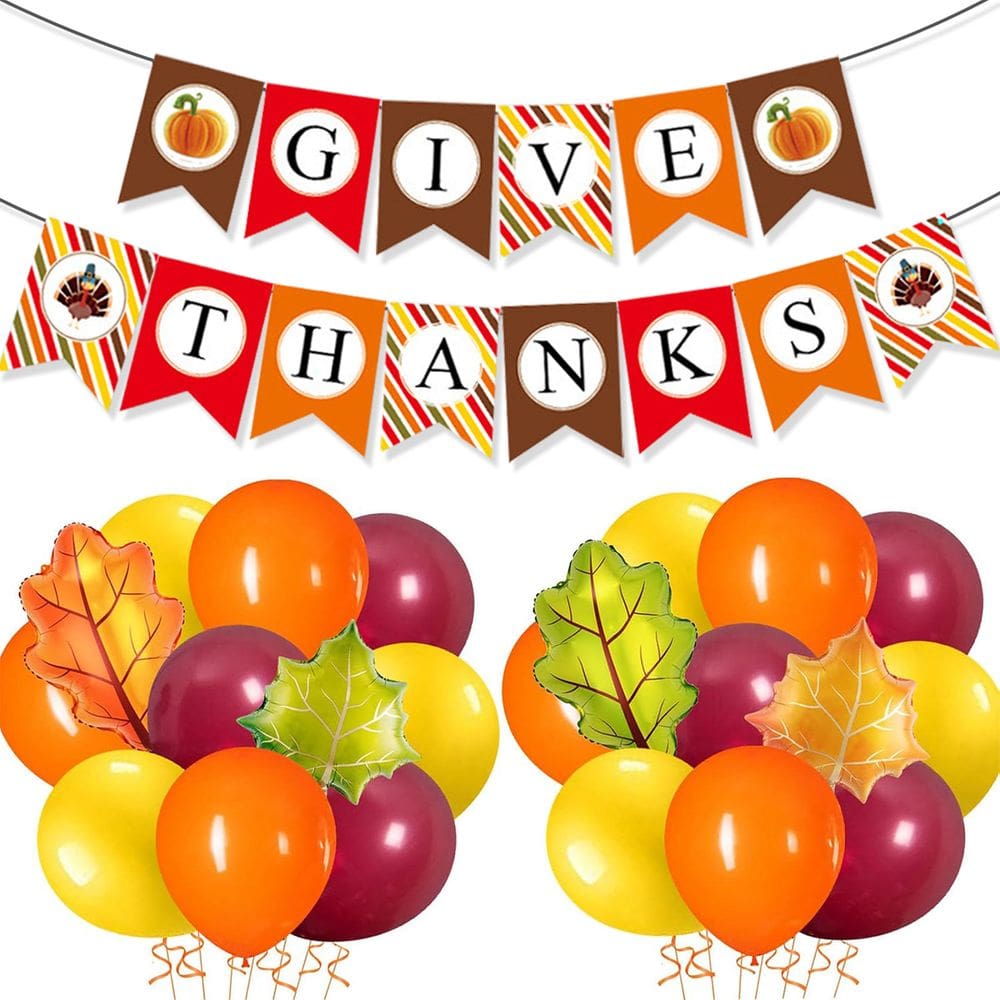 Conjunto de balões e banners de Ação de Graças, agradeça 23 unidades