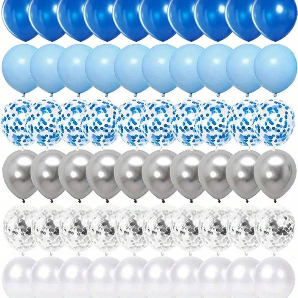 Kit de balões Blue Silver Confetti 41 unidades de látex 30 cm