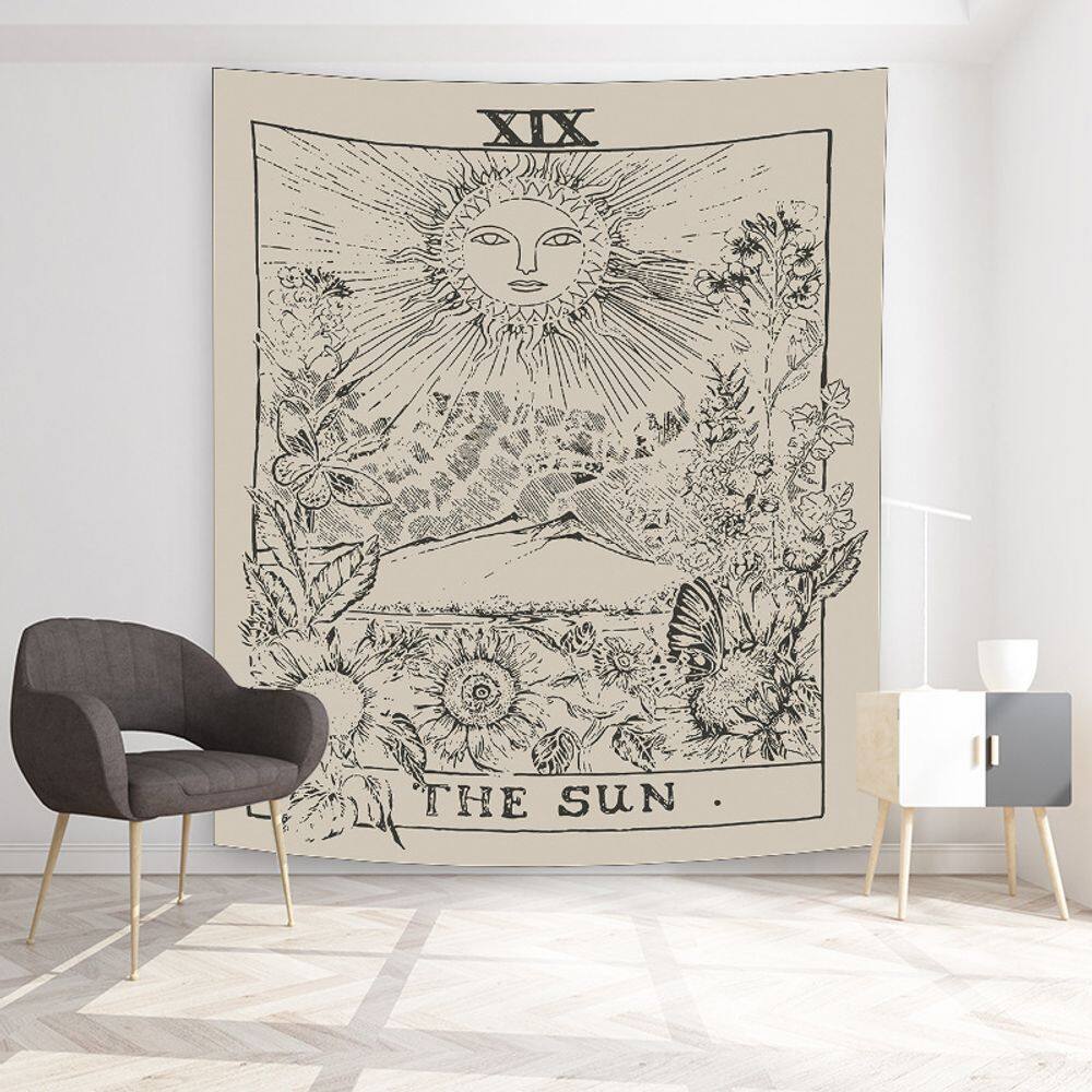 Tapeçaria para pendurar na parede Tarot Sun Vintage Design 150x130cm
