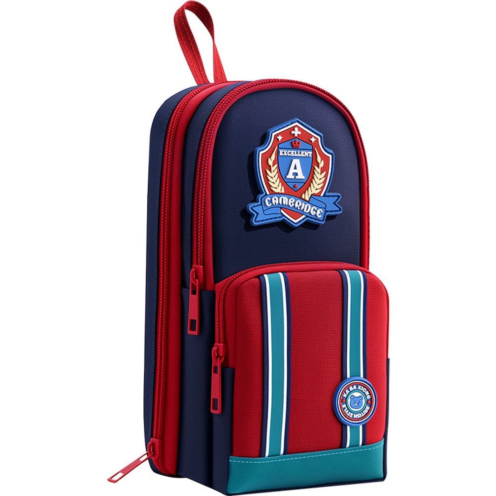 Estojo para lápis, estilo britânico, tela multicamada de grande capacidade