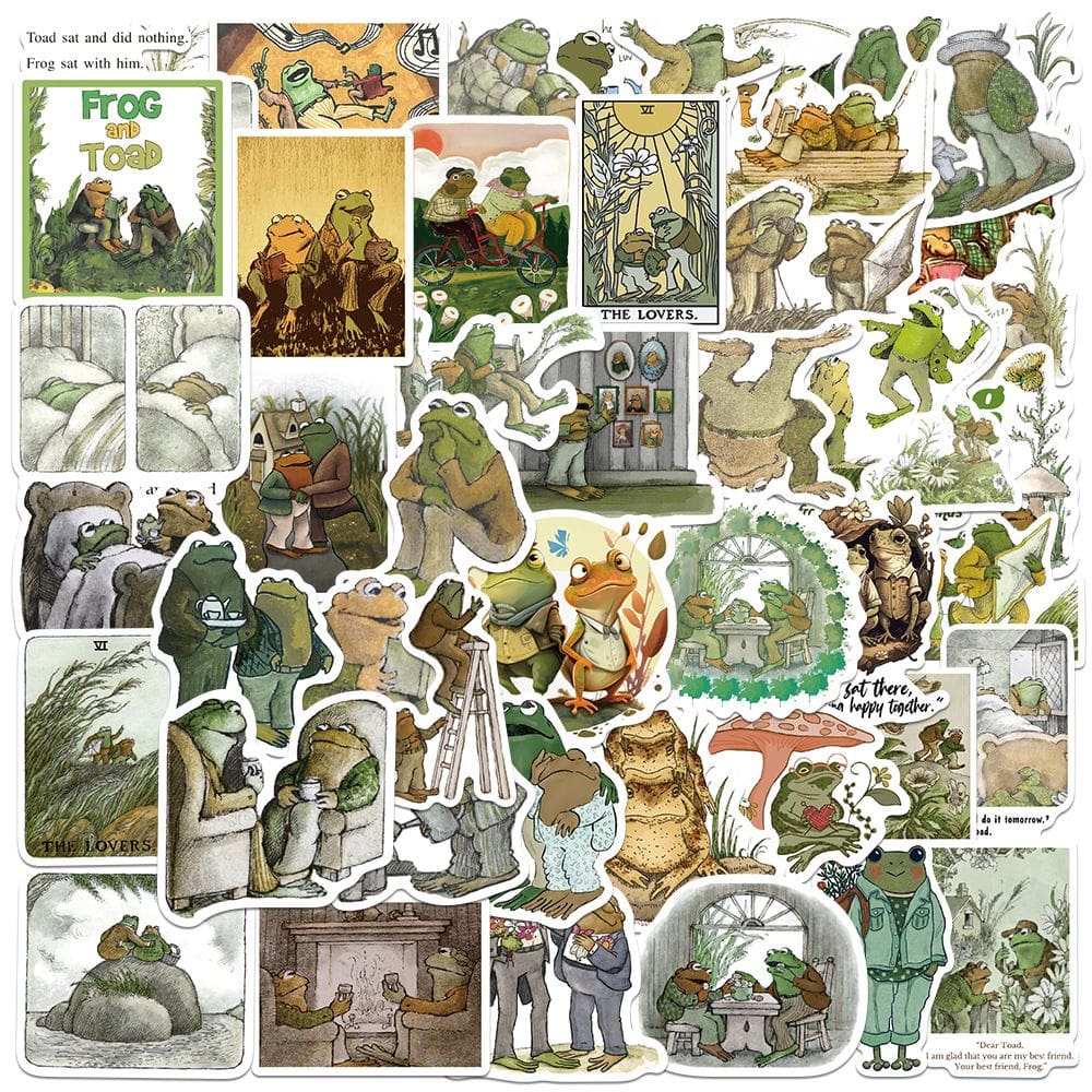 Adesivos Cute Frog, 50 peças de vinil impermeável para decoração