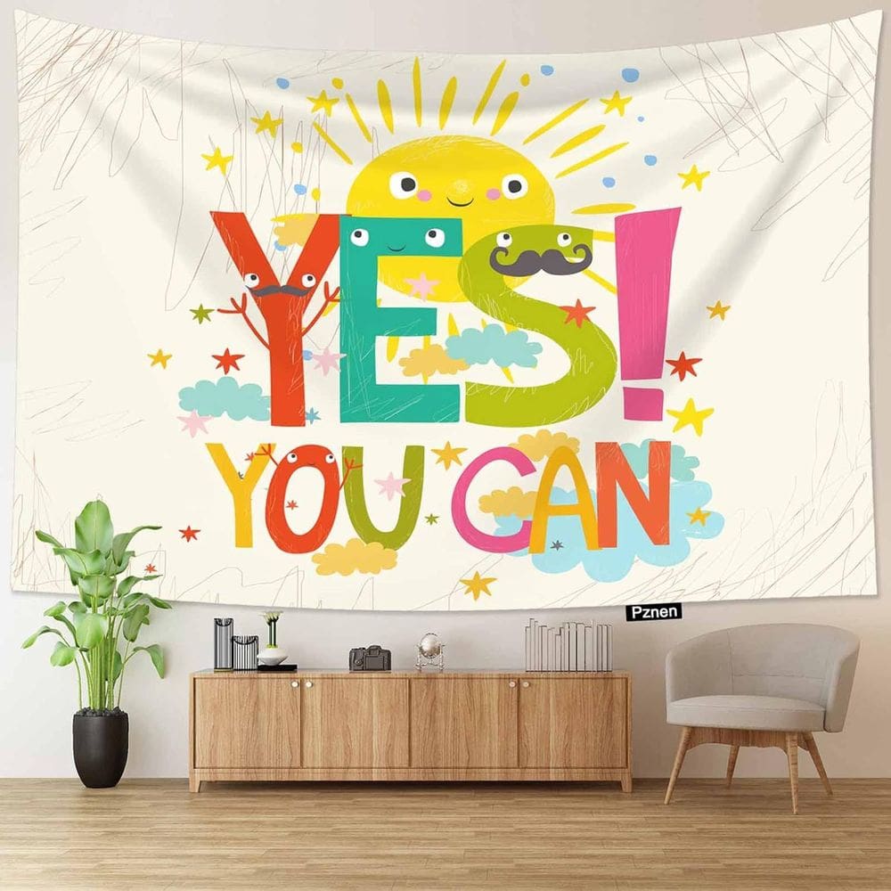 Tapeçaria para pendurar na parede Yes You Can Motivational 150x130cm
