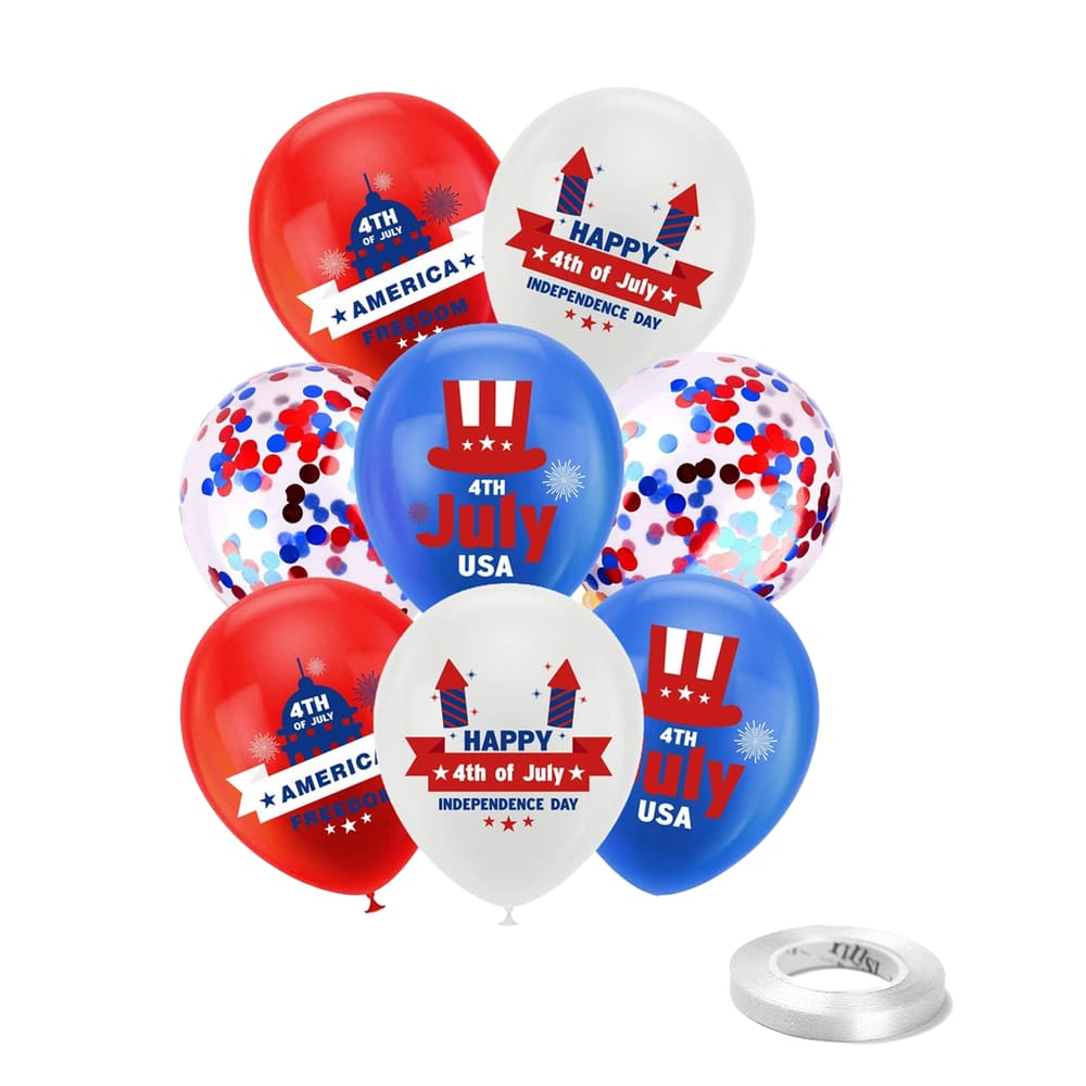 Kit de balões, 4 de julho, 16 unidades, vermelho, branco, azul, látex B