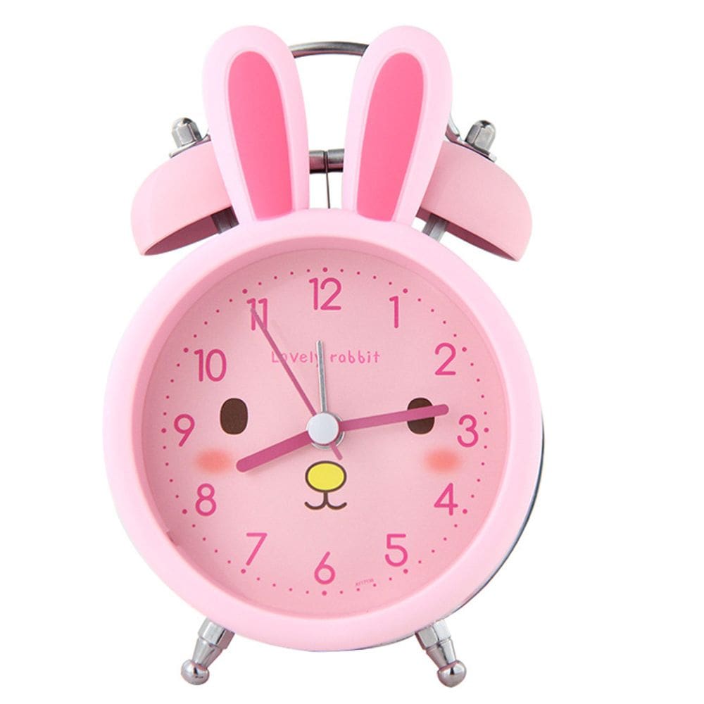 Despertador: lindo movimento silencioso em forma de coelho rosa