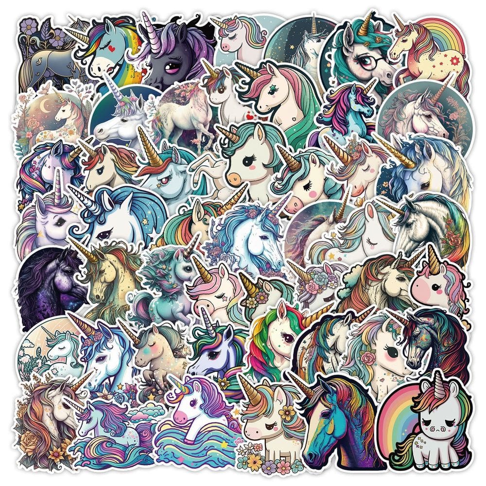 Adesivos: Decalque de vinil Dark Aesthetic Unicorn Fantasy x50