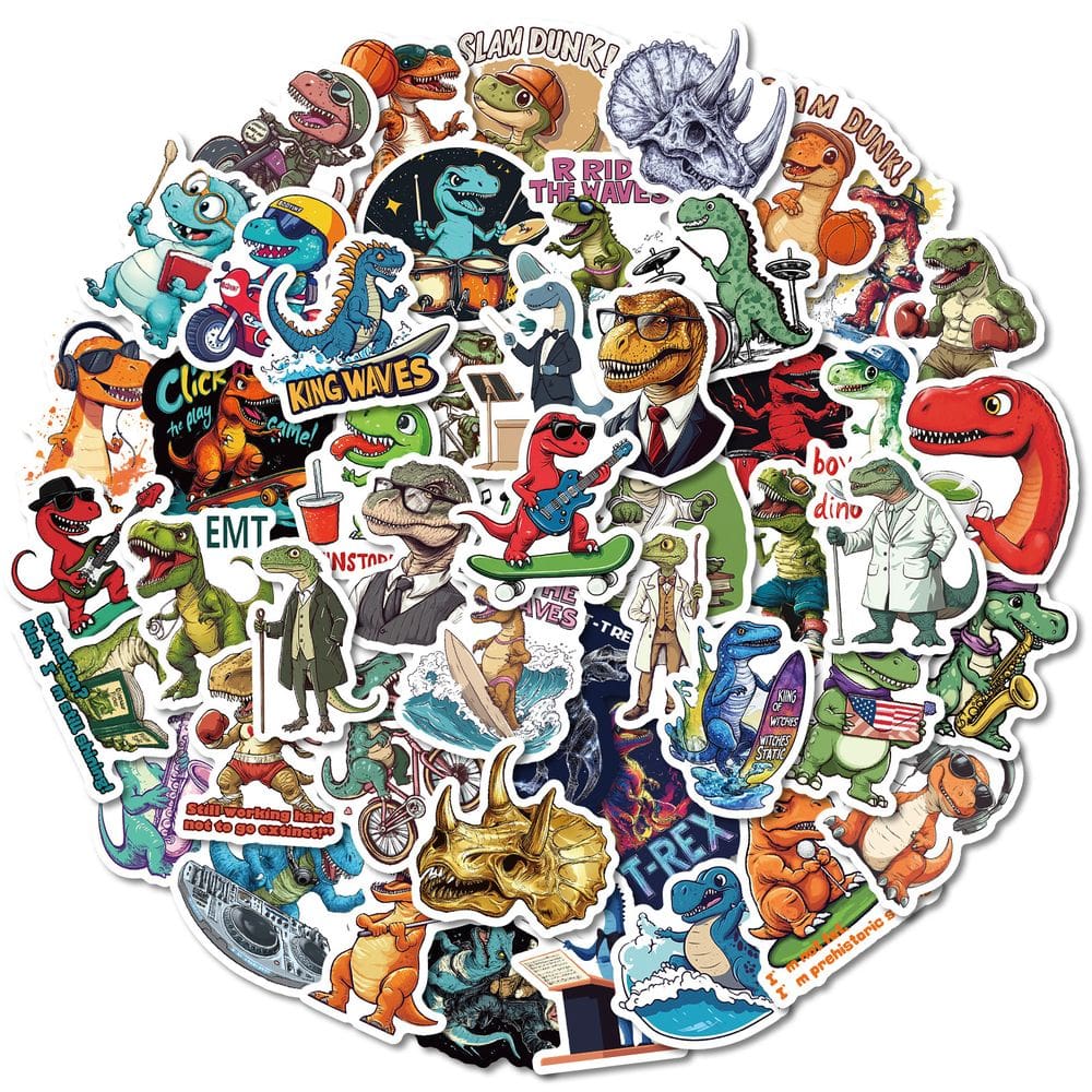 Pacote de adesivos Funny Dinosaur, 50 unidades para crianças, vinil impermeável